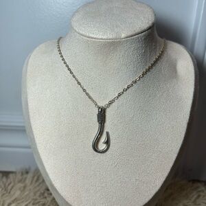 Elegant Silver Fish Hook Necklace